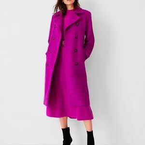 Ann Taylor Wool Blend Double Breasted Coat, NWT, pink, XL